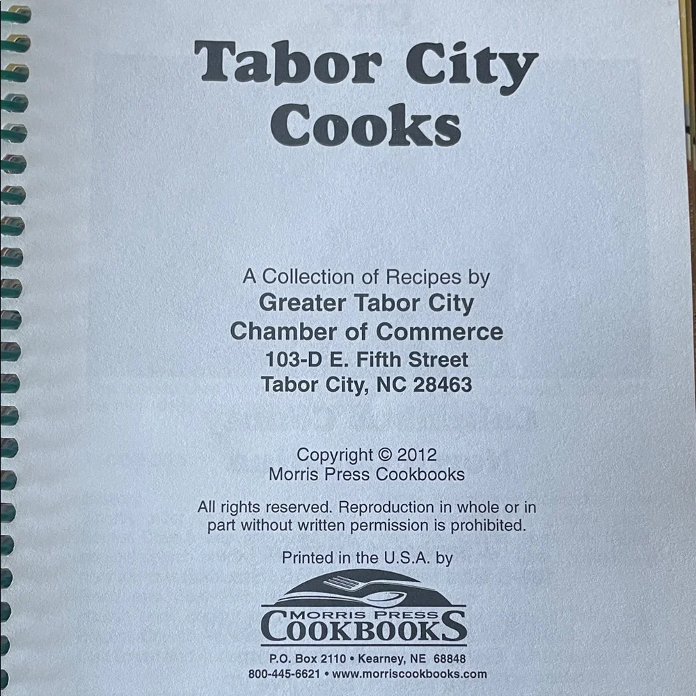 Tabor City Cooks Spiral Recipe Book